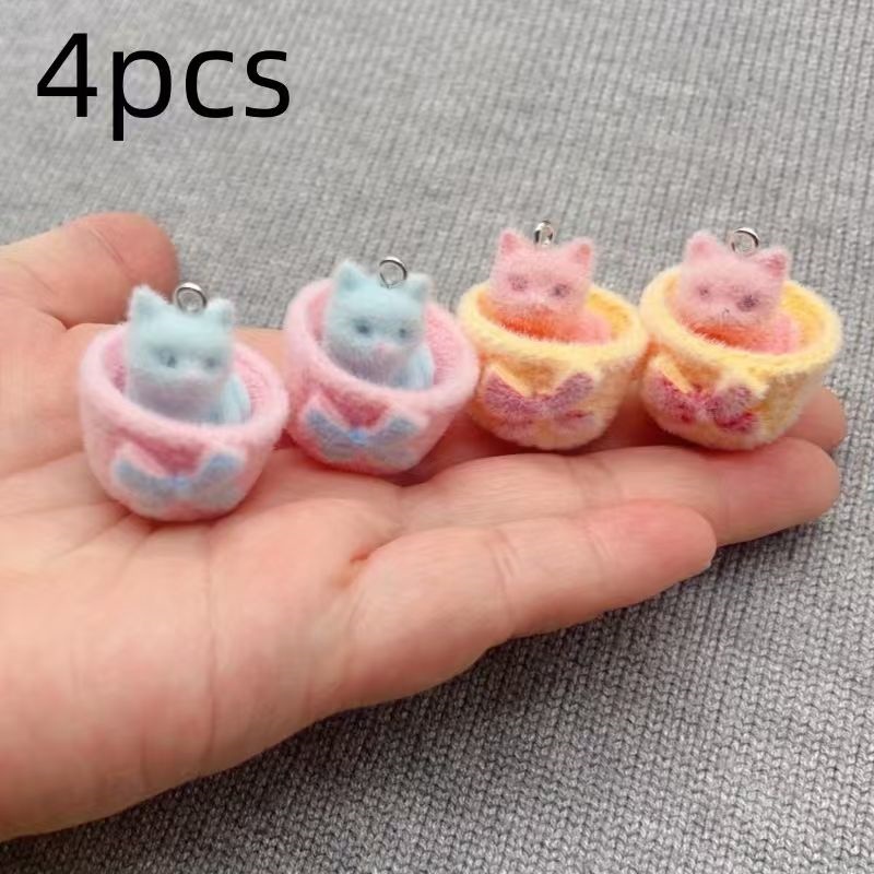 4pcs 3D plush resin cat pendan - огляд і ціна Resin